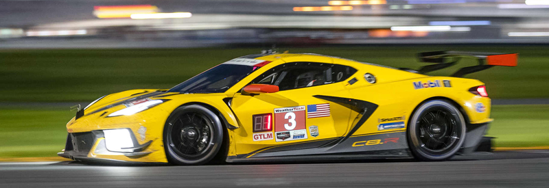 Corvette C8-R mid-engined racing car first victory 2020 Daytona 240 - Corvette 100th IMSA victory 